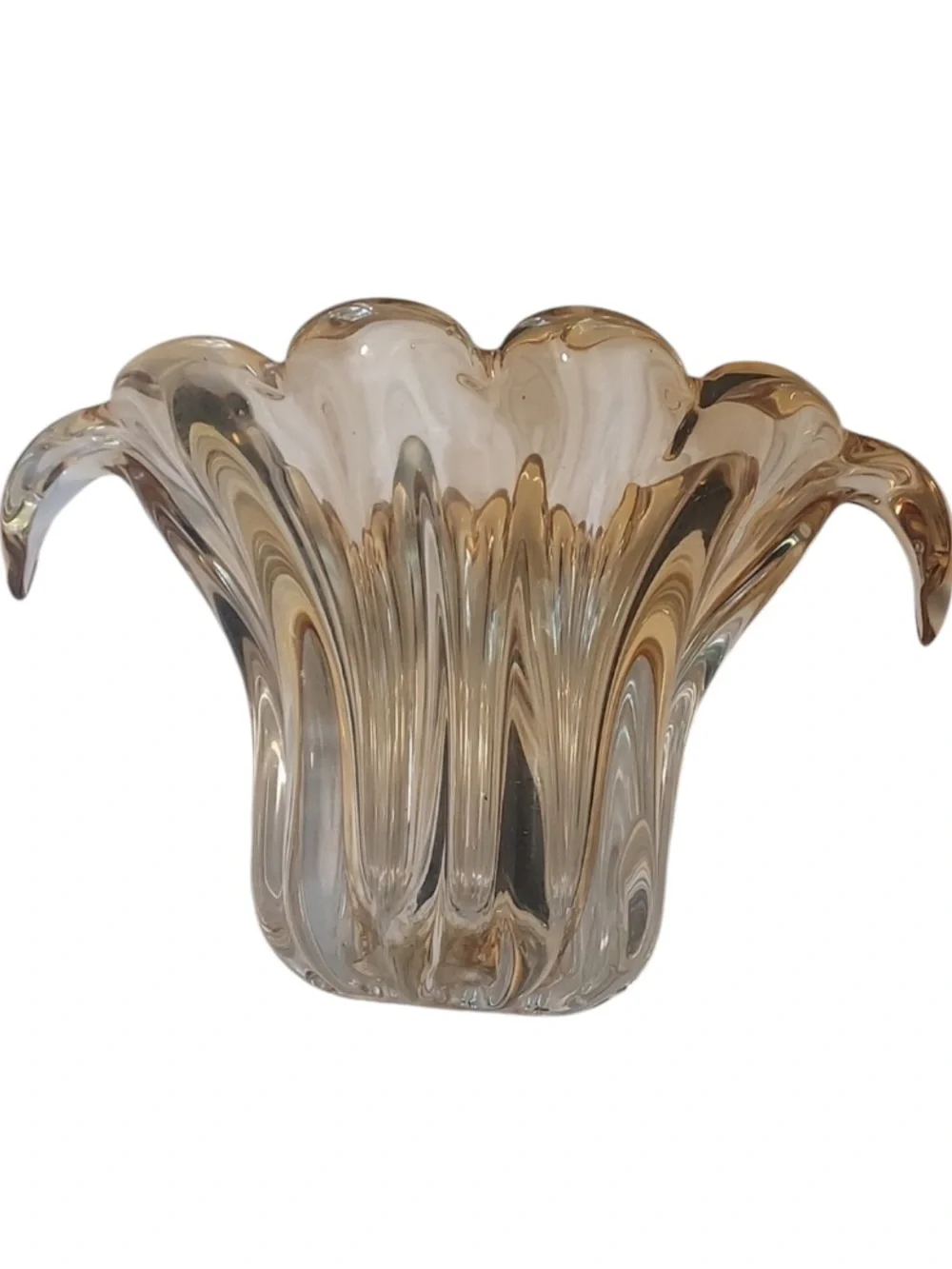 TELEFLORA Yellow Ribbed Fan Vase | Yellow Glass Vase | Vases for Flowers | Scall